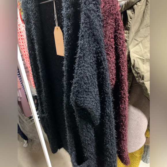 BLACK COZY KNIT LONG SWEATER CARDIGAN WITH POCKETS - Picture 5 of 8